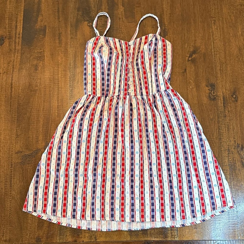 Striped Nautical Dress - Red, Blue, White